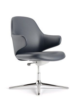 Конференц-крісло KRESLALUX AKIRA-V DARK BLUE, шкіряне 03293 фото